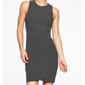 Athleta Black and White Striped Midi Dress